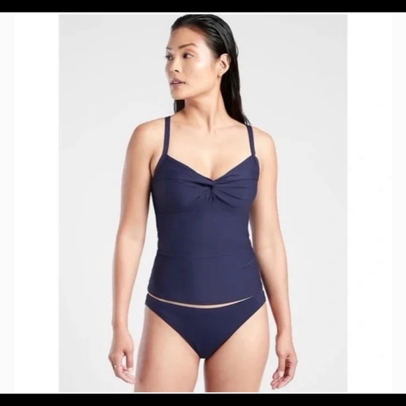 Athleta Women’s NWT Navy Twist Up Tankini Top Medium Support Size 36D/DD - Picture 8 of 8